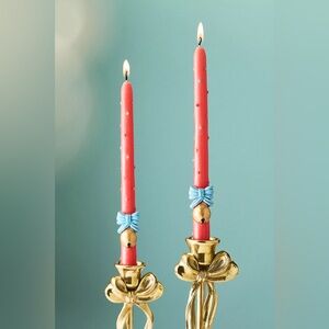 Anthropologie Festive Icon Bells Christmas Taper Candles 2 Pack New In Box